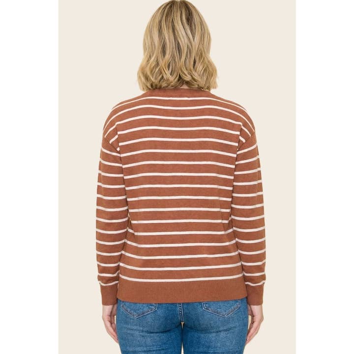 RUST EVERYDAY STRIPE CREW SWEATER