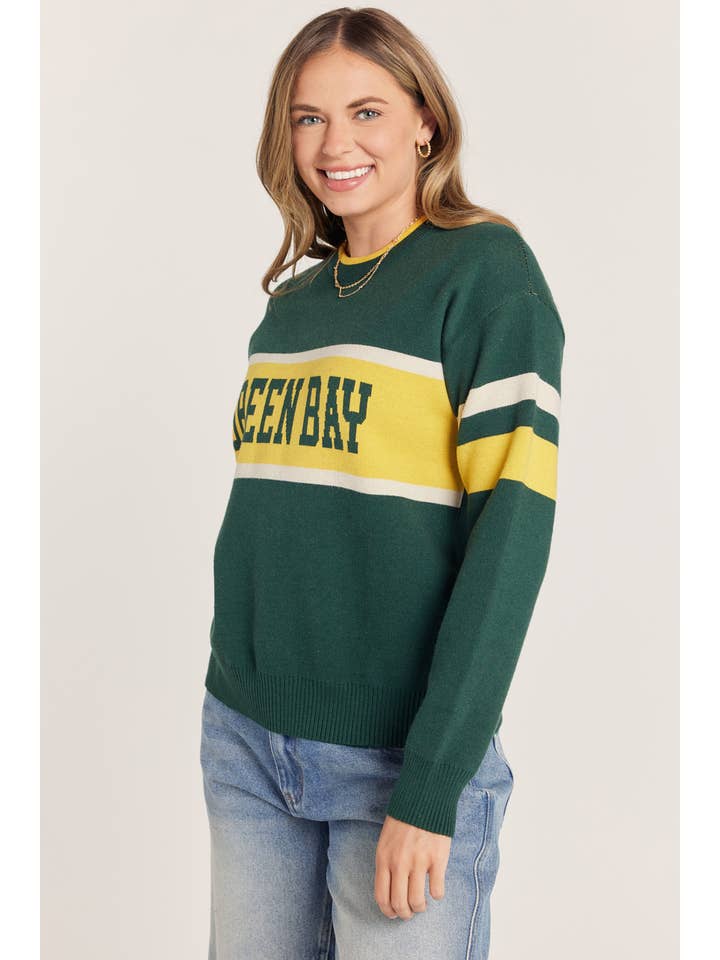 GREEN BAY COLOR BLOCK STRIPE SWEATER