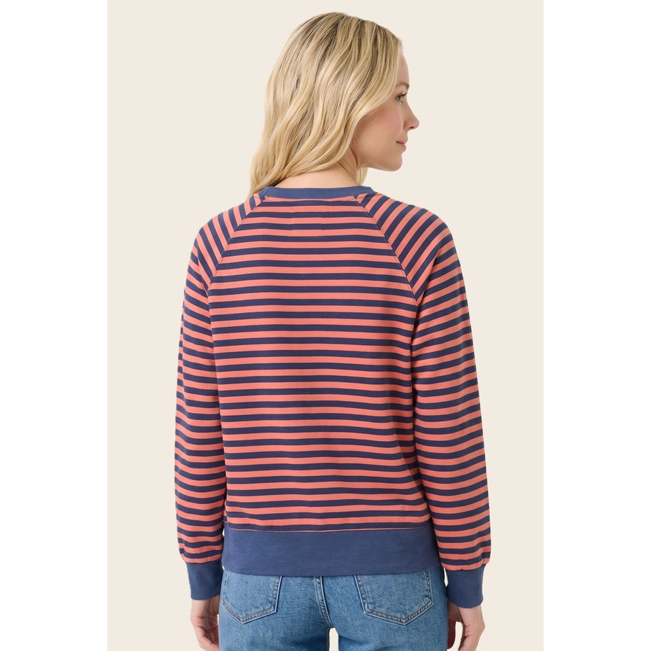 DENIM & MELON STRIPE CREW SWEATSHIRT