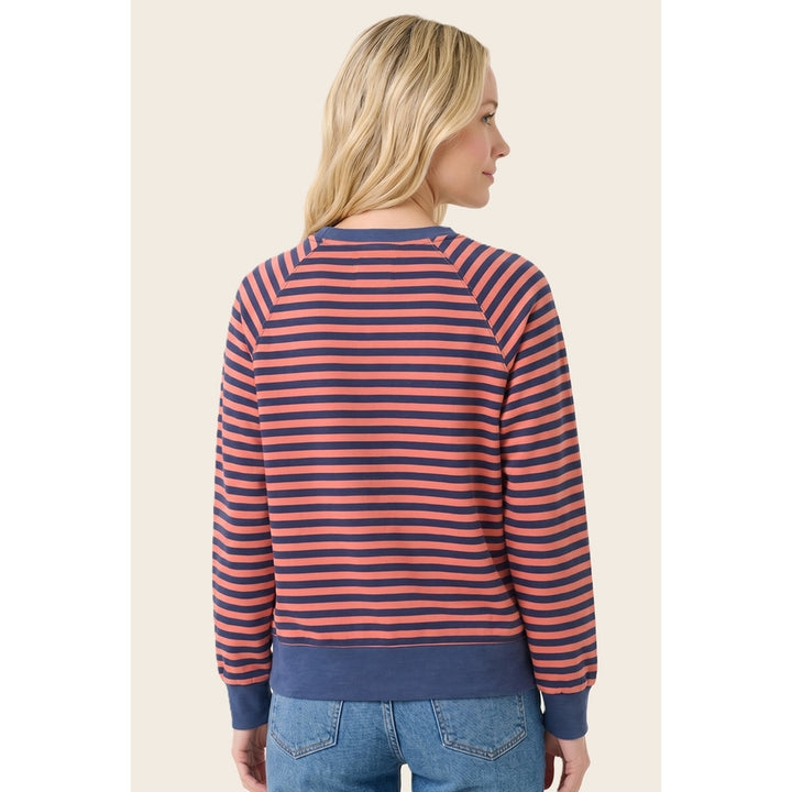 DENIM & MELON STRIPE CREW SWEATSHIRT