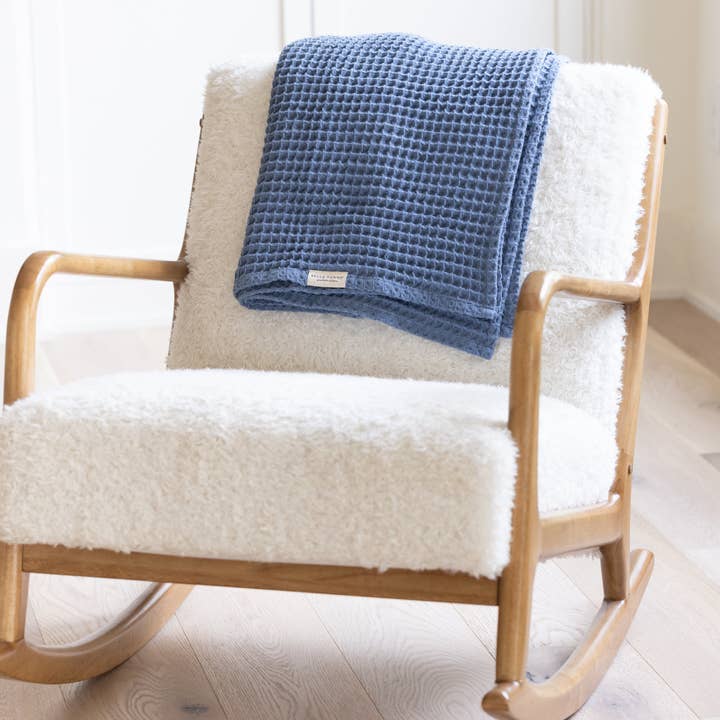 NAVAL BLUE WAFFLE BABY BLANKET