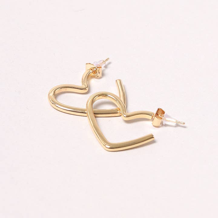 GOLD HEART 14K DIPPED HOOPS