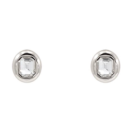 ZAD SILVER & CLEAR CRYSTAL POST EARRINGS
