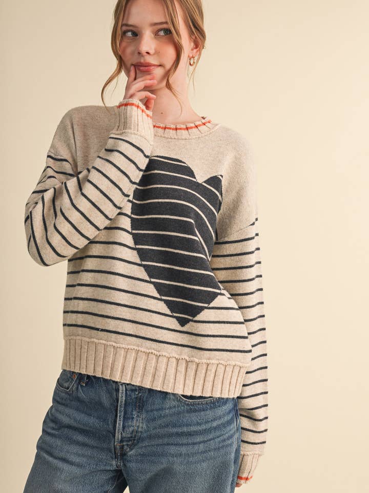 HEARTFELT STRIPE SWEATER