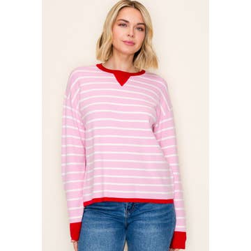PINK & WHITE STRIPED SWEATER