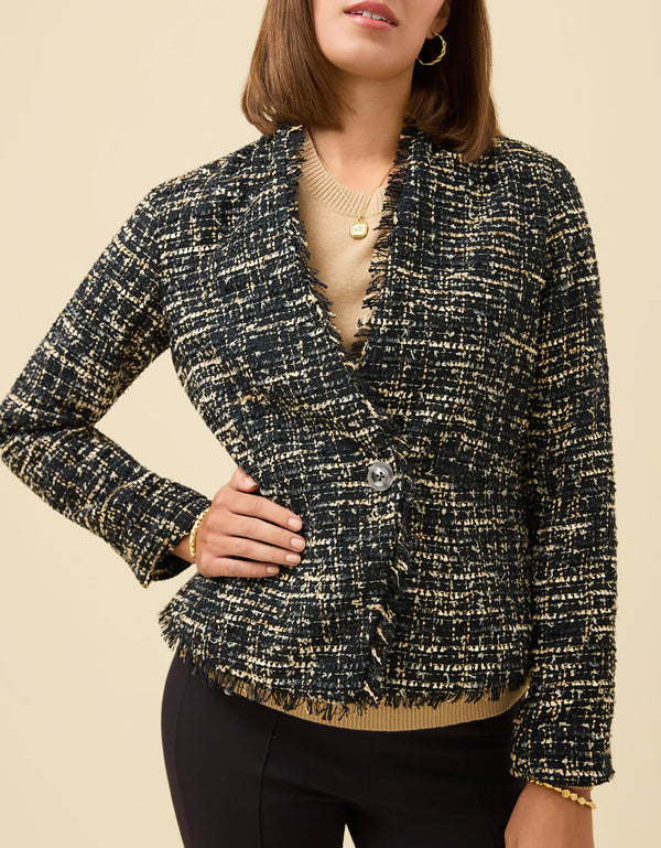 RAMONA BLACK TWEED BLAZER
