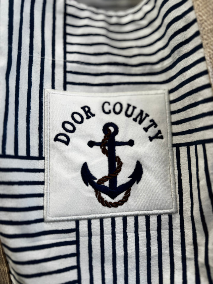 DOOR COUNTY ANCHOR & STRIPES TOTE BAG