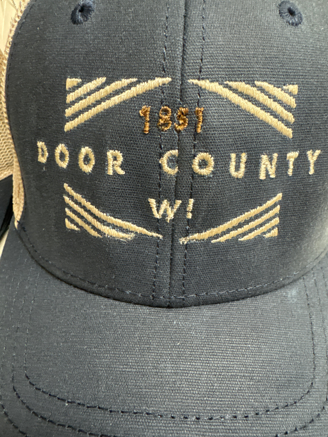 STEEL BLUE DOOR COUNTY DIAMOND BOX EMBROIDERED TRUCKER HAT