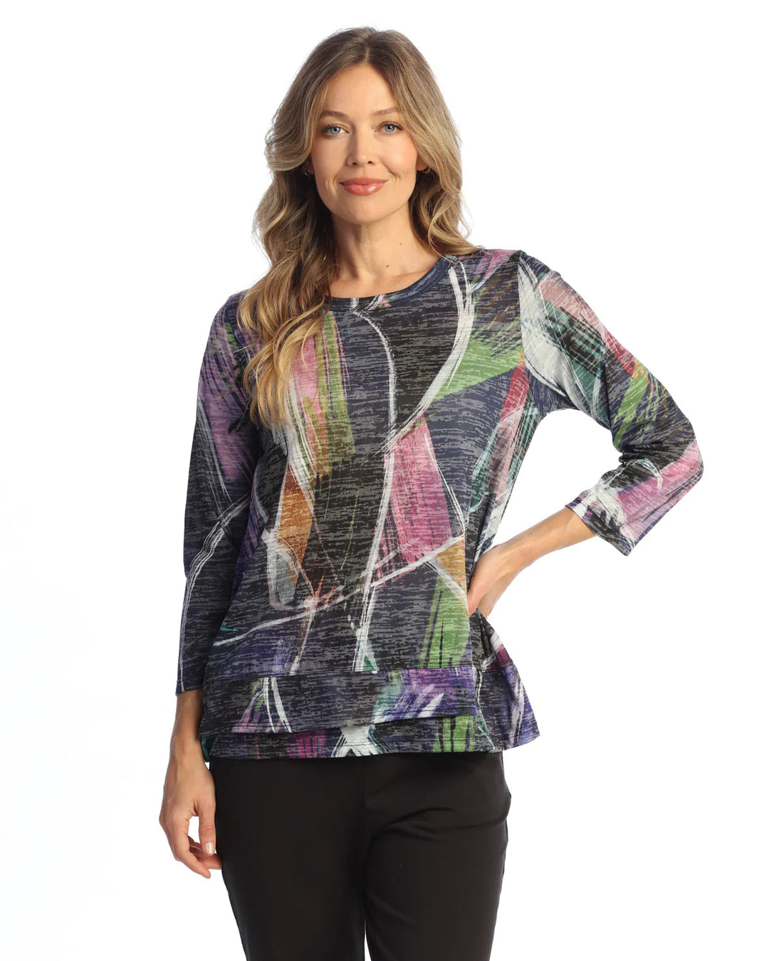 COMO PRINT DOUBLE LAYER HEM TOP