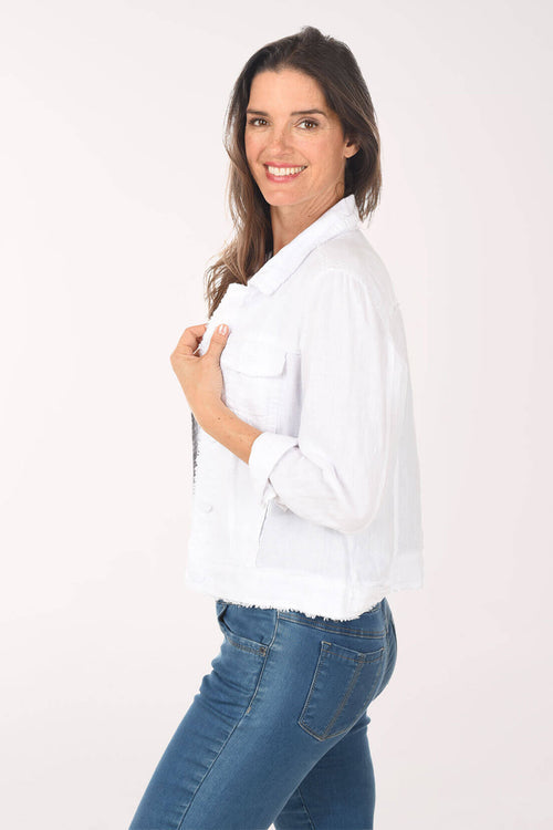 WHITE ABBY LINEN JACKET
