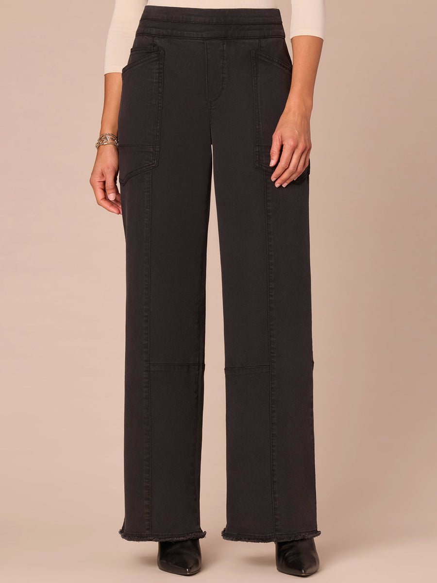 WASHED BLACK AB SOLUTION WIDE LEG PULL ON PANT

