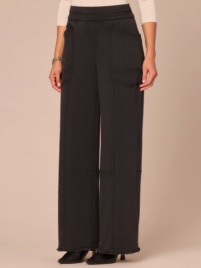 WASHED BLACK AB SOLUTION WIDE LEG PULL ON PANT

