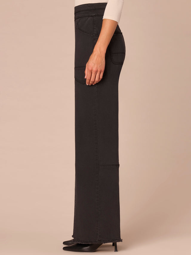 WASHED BLACK AB SOLUTION WIDE LEG PULL ON PANT