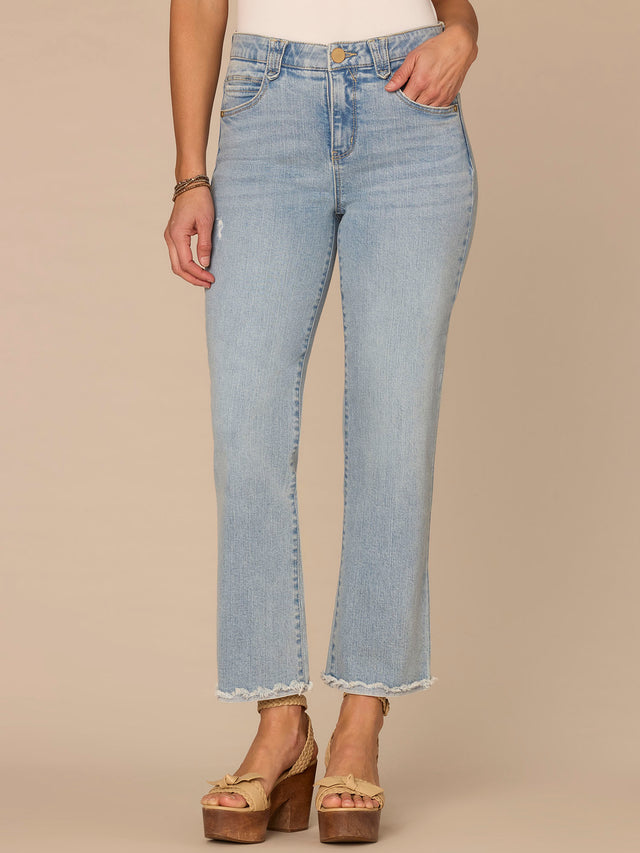 AB SOLUTION CROPPED HIGH RISE ITTY BITTY FLARE JEANS