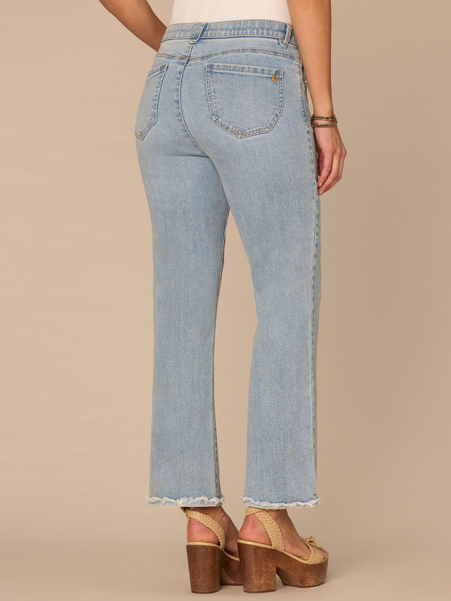AB SOLUTION CROPPED HIGH RISE ITTY BITTY FLARE JEANS