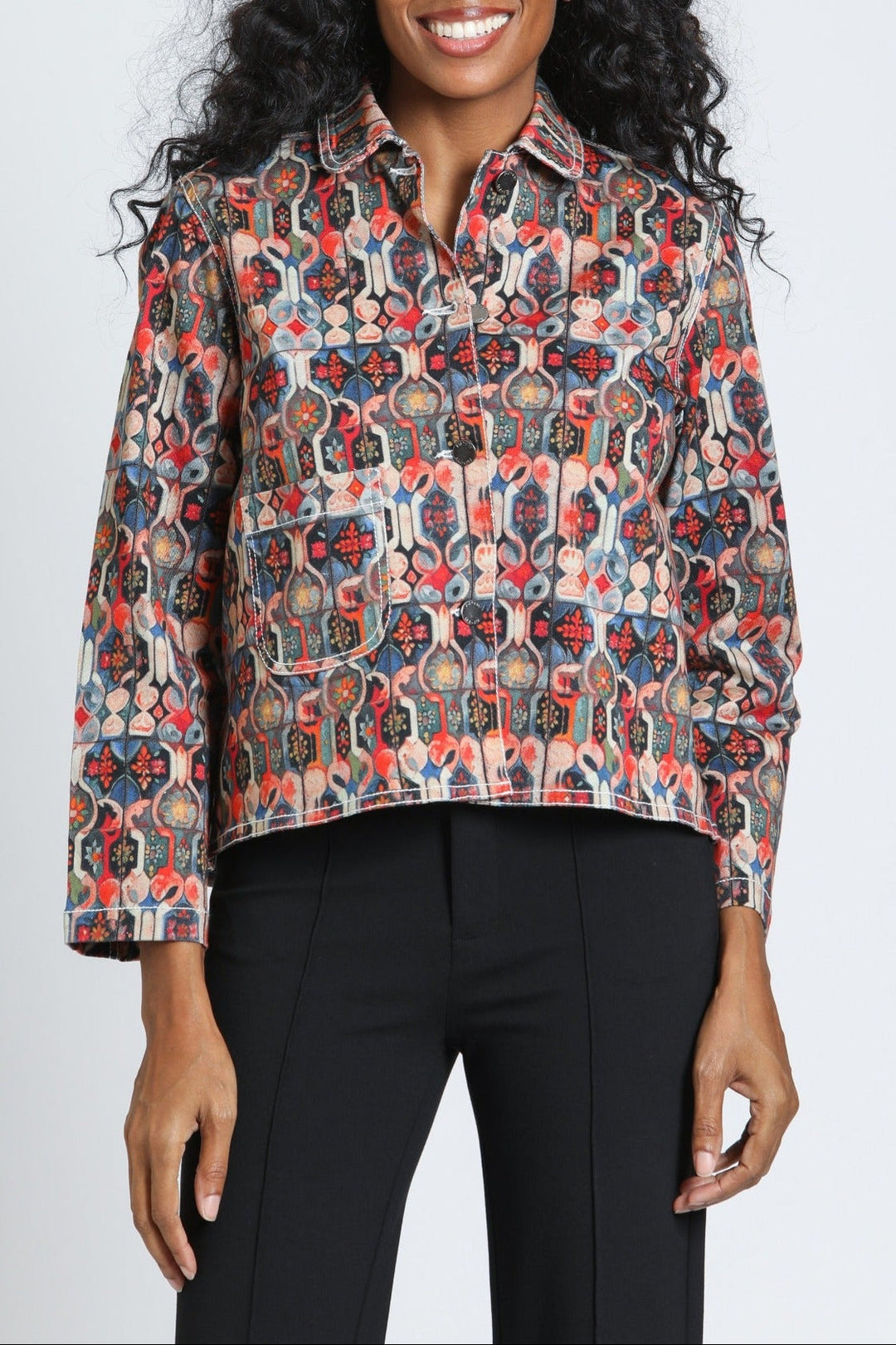 EVIE MOSAIC PRINT DENIM JACKET