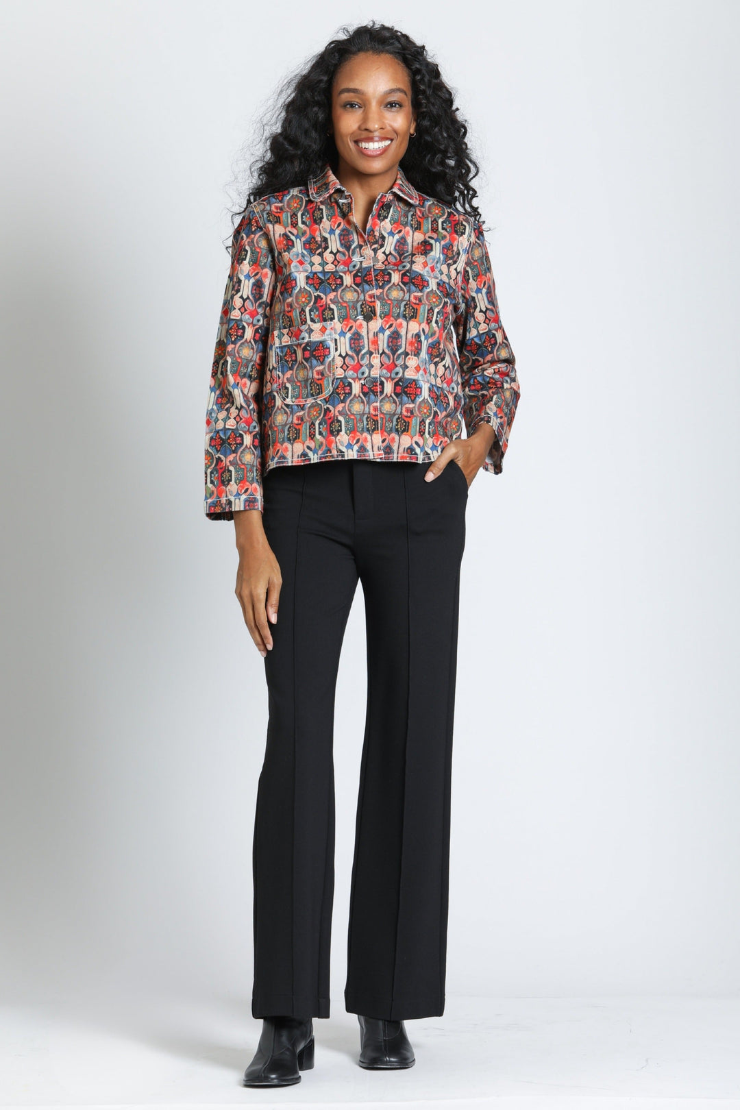 EVIE MOSAIC PRINT DENIM JACKET