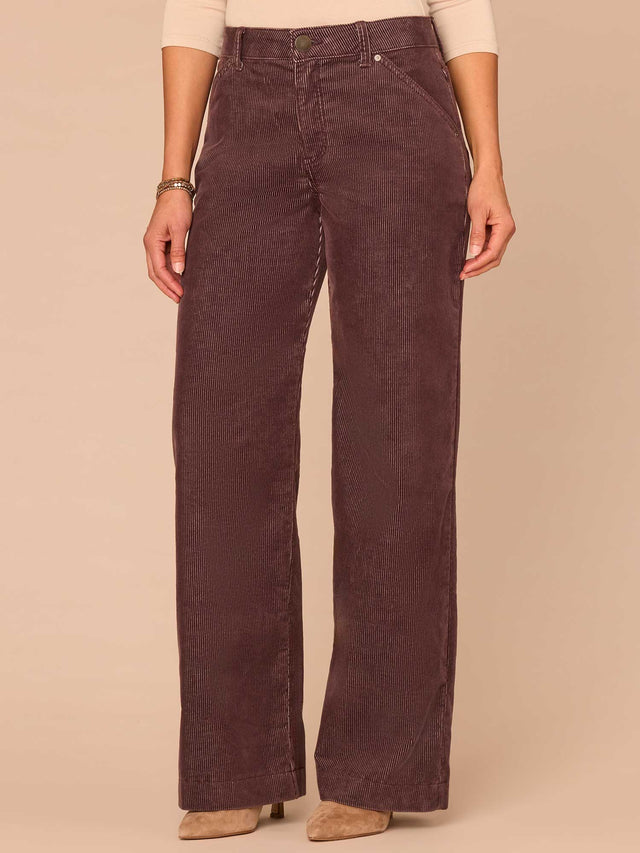 OXBLOOD AB SOLUTION SKYRISE WIDE LEG CORDUROY PANTS
