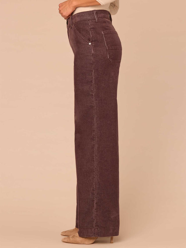 OXBLOOD AB SOLUTION SKYRISE WIDE LEG CORDUROY PANTS