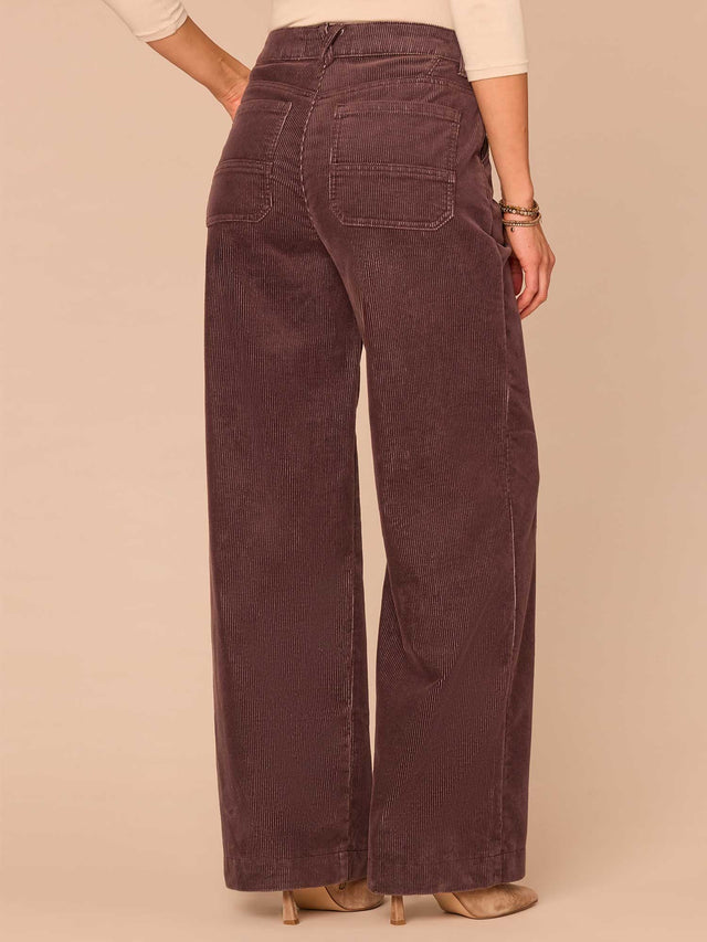 OXBLOOD AB SOLUTION SKYRISE WIDE LEG CORDUROY PANTS