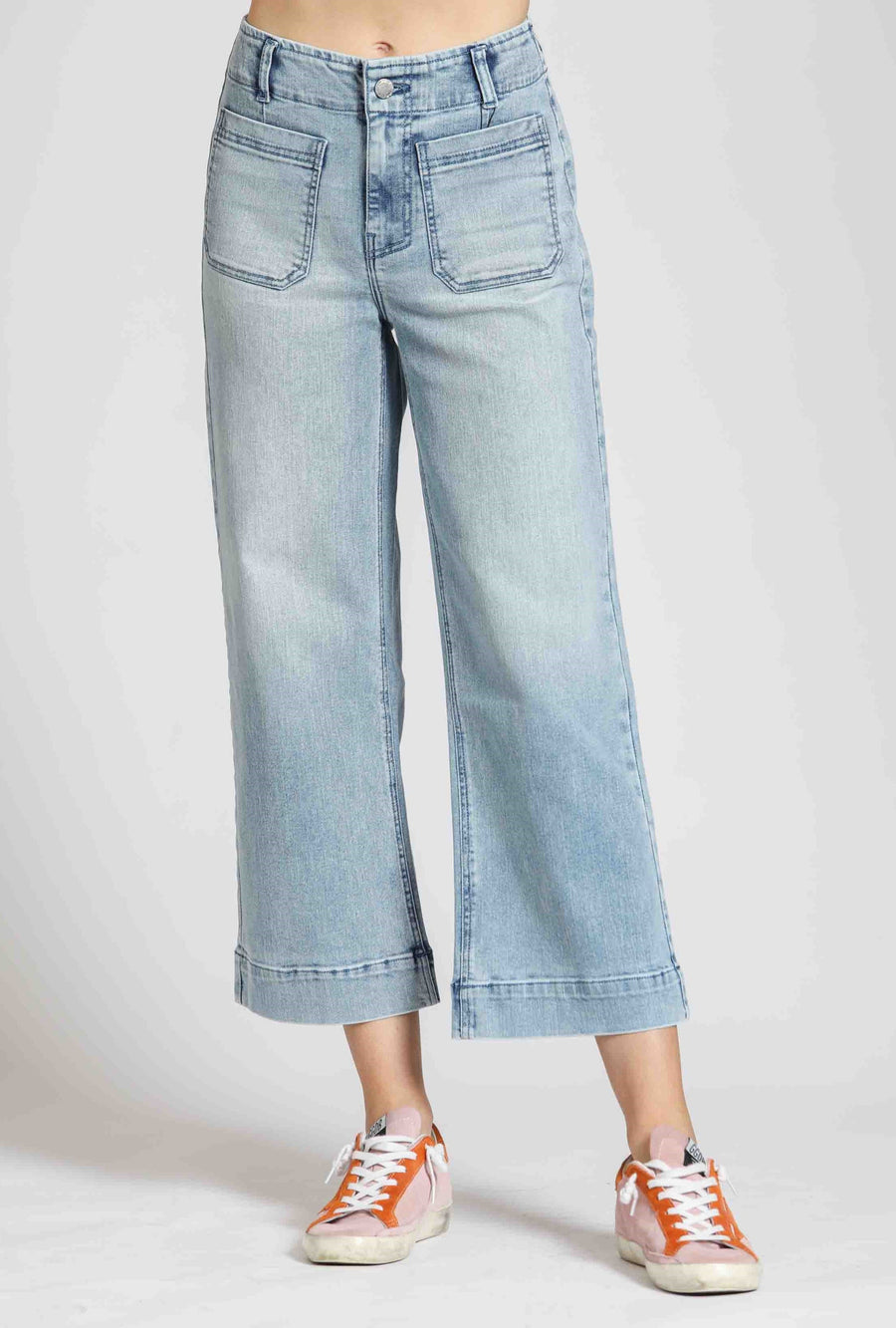 LIGHT INDIGO PHOEBE CROP WIDE LEG JEANS
