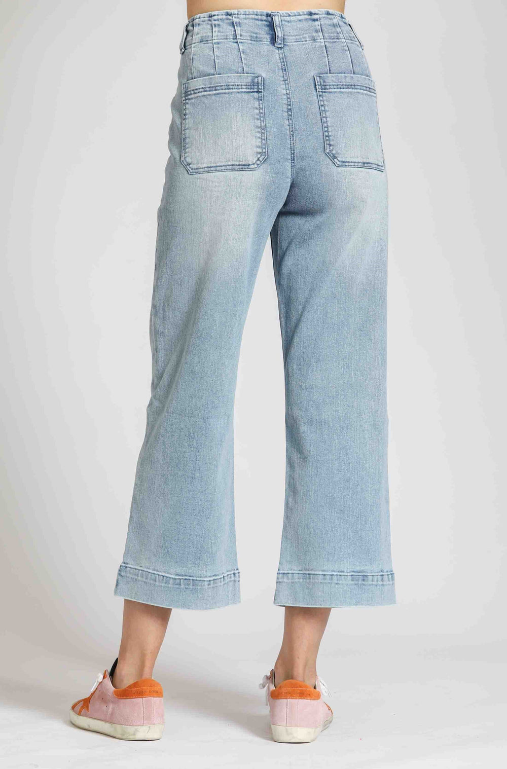 LIGHT INDIGO PHOEBE CROP WIDE LEG JEANS
