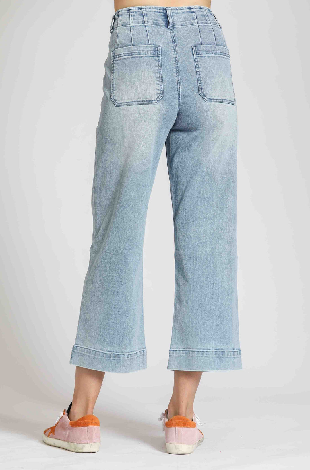 LIGHT INDIGO PHOEBE CROP WIDE LEG JEANS