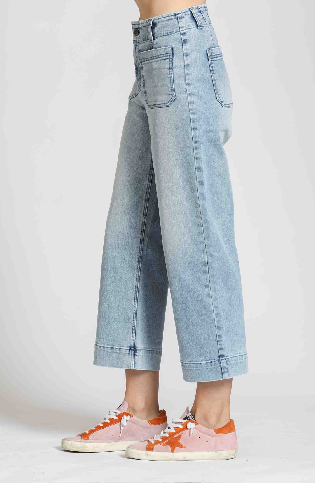LIGHT INDIGO PHOEBE CROP WIDE LEG JEANS