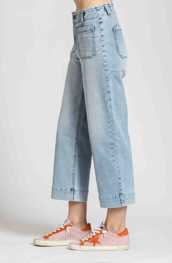 LIGHT INDIGO PHOEBE CROP WIDE LEG JEANS