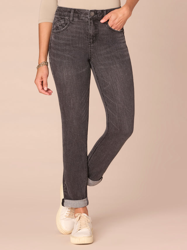 WASHED BLACK ARTISANAL DENIM AB-SOLUTION GIRLFRIEND JEANS