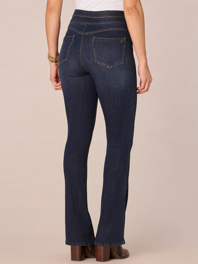 INDIGO AB SOLUTION HIGH RISE ITTY BITTY BOOT PULL ON JEAN
