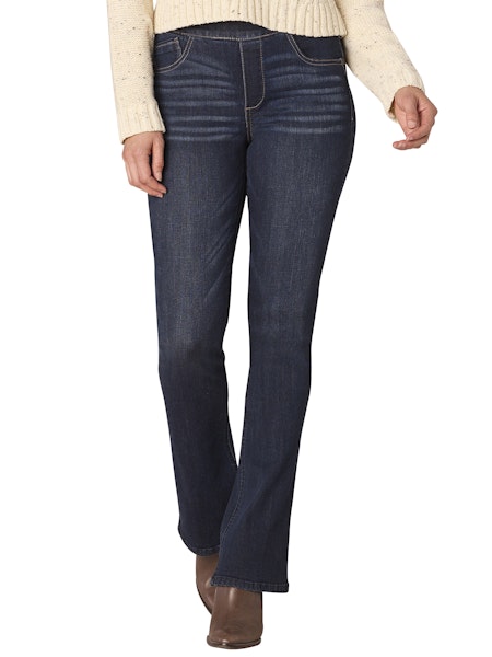 INDIGO AB SOLUTION HIGH RISE ITTY BITTY BOOT PULL ON JEAN
