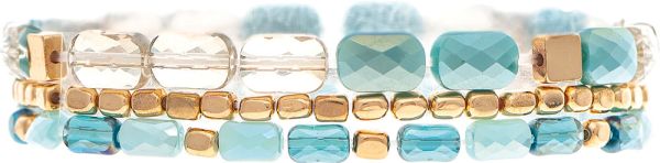 GOLD & TURQUOISE BLUE FIRE POLISH BEADS BRACELET
