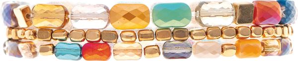 Gold Multicolor Fire Polish Facet Beads Bracelet
