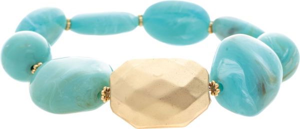 Gold Blue Pebbles Chunky Bracelet
