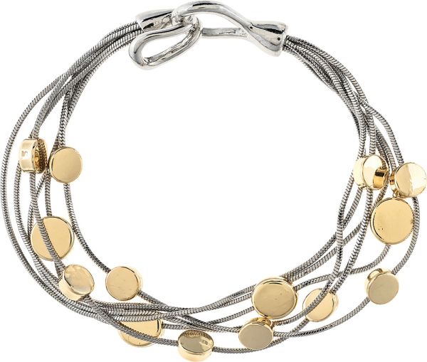 Two Tone Chains & Disc Station Hook Bracelet
