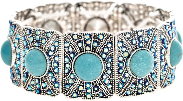 SILVER & TURQUOISE STRETCH BRACELET
