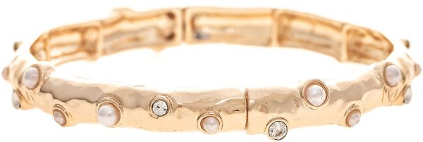 GOLD & DOTTED PEARL STRETCH BRACELET
