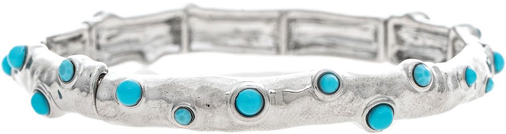 Silver Turquoise Gem Dotted Stretch Bracelet