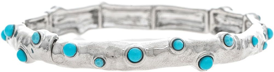Silver Turquoise Gem Dotted Stretch Bracelet
