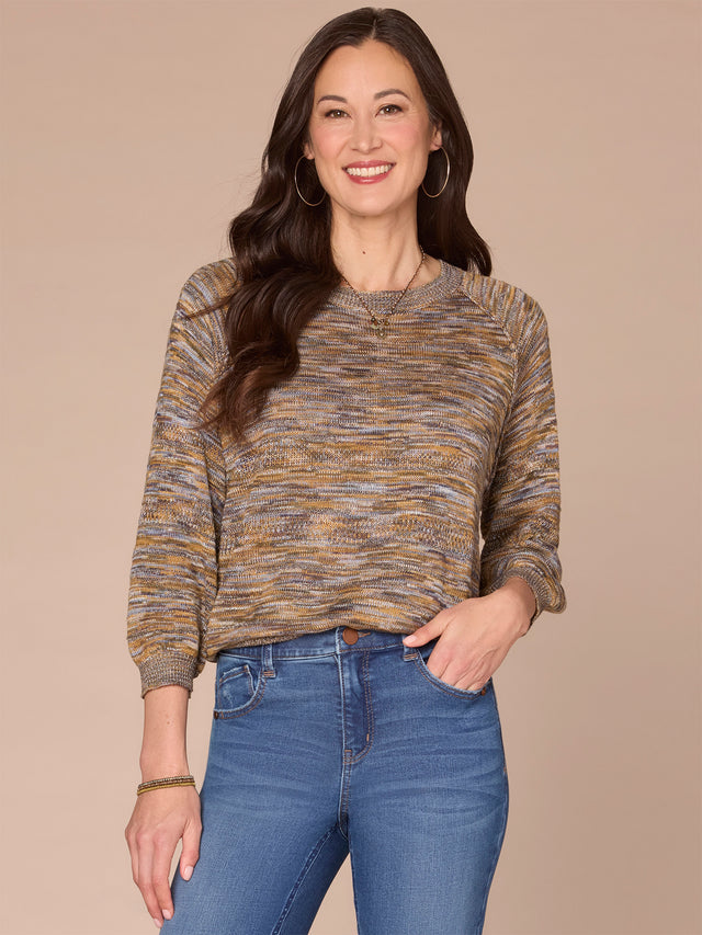 GOLDEN OLIVE SPACE DYE SWEATER
