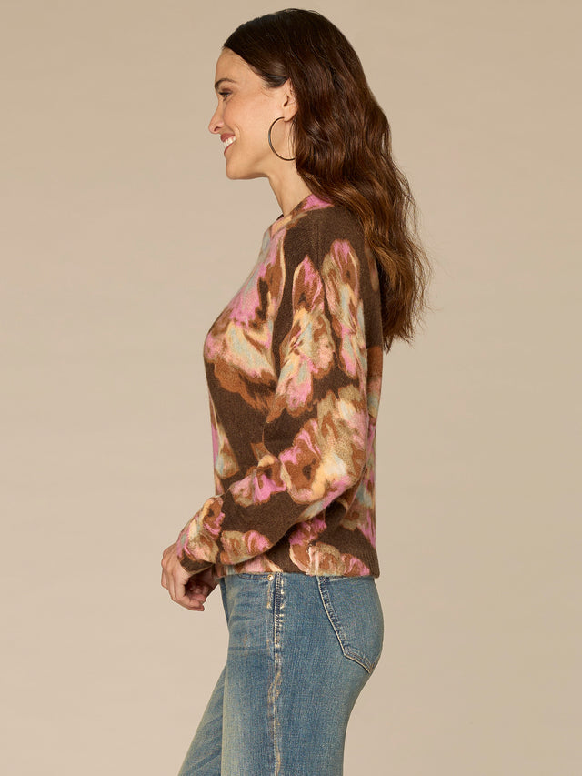 DARK ROAST FLORAL MOCK NECK SWEATER