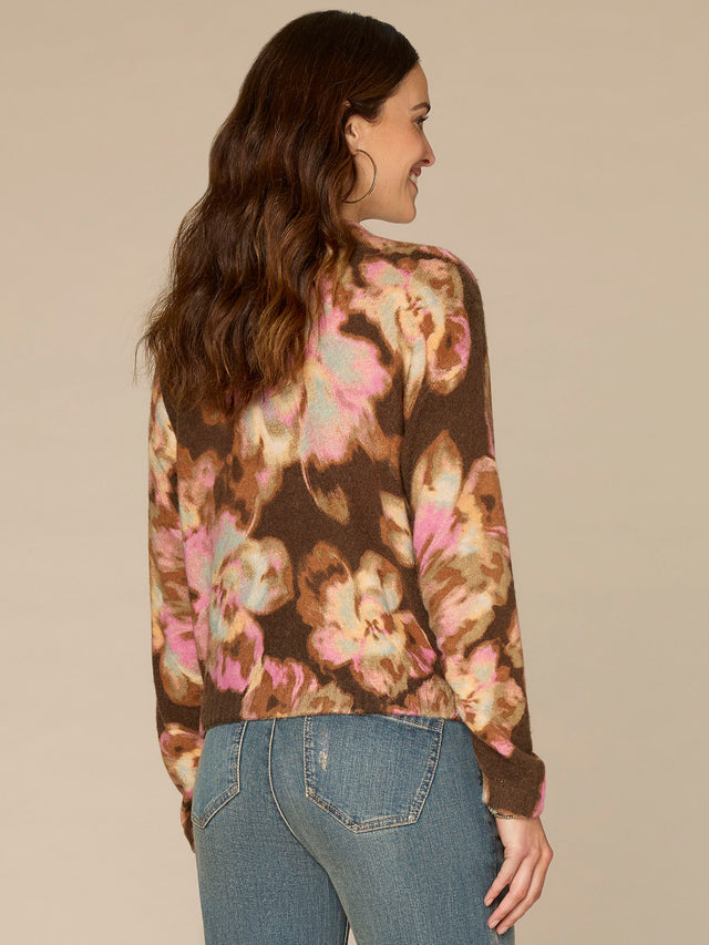 DARK ROAST FLORAL MOCK NECK SWEATER