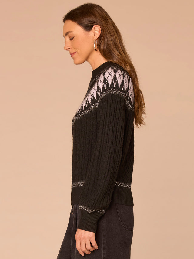 HEATHER CHARCOAL MULTI FAIRISLE SWEATER