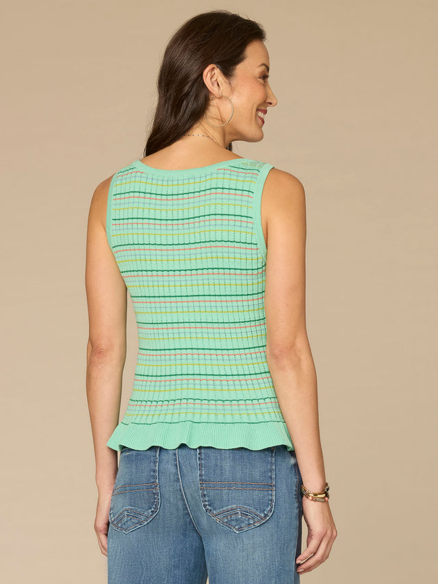 SEA GLASS STRIPE PEPLUM TANK