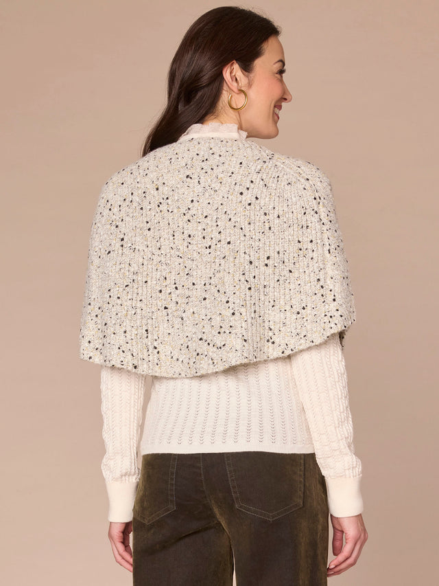 HEATHER GREY SPECKLED YARN SWEATER CAPELET