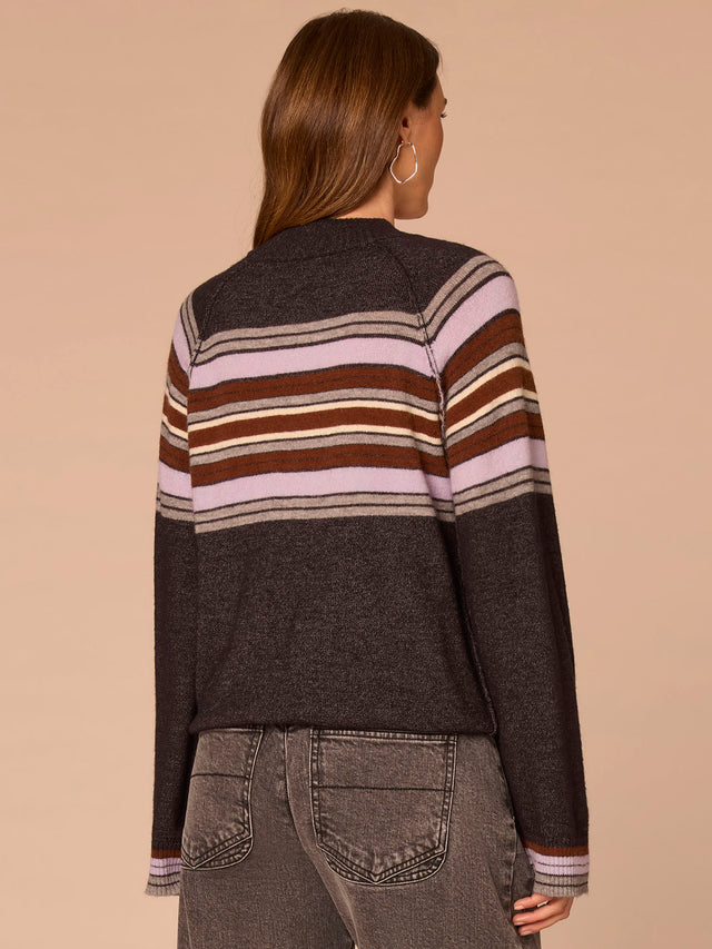 CHARCOAL LAVENDER MULTI MOCK NECK BUBBLE HEM SWEATER