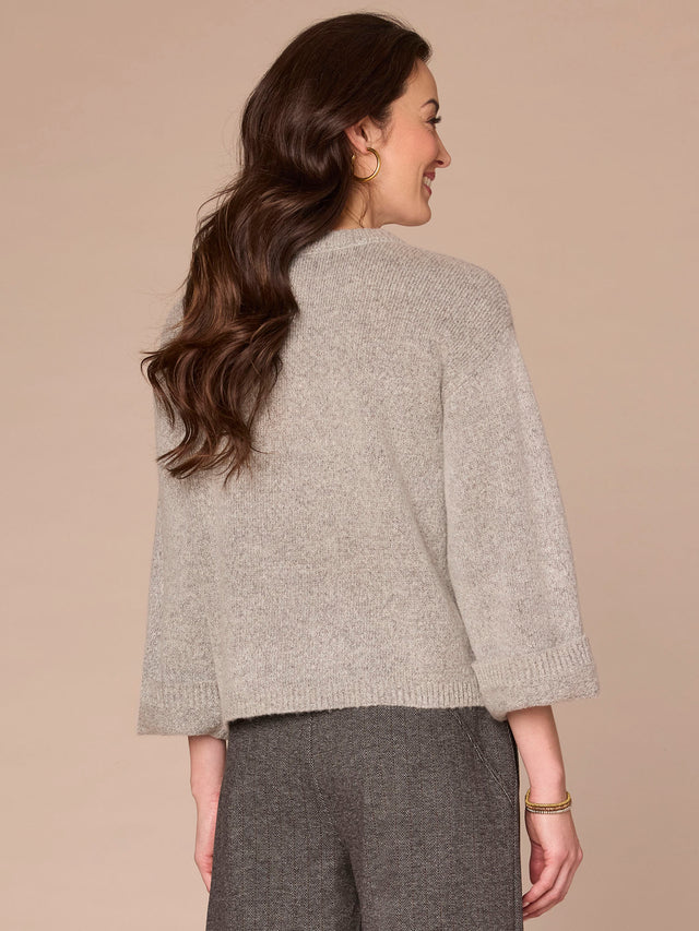 HEATHER GREY FLORAL JACQUARD SWEATER