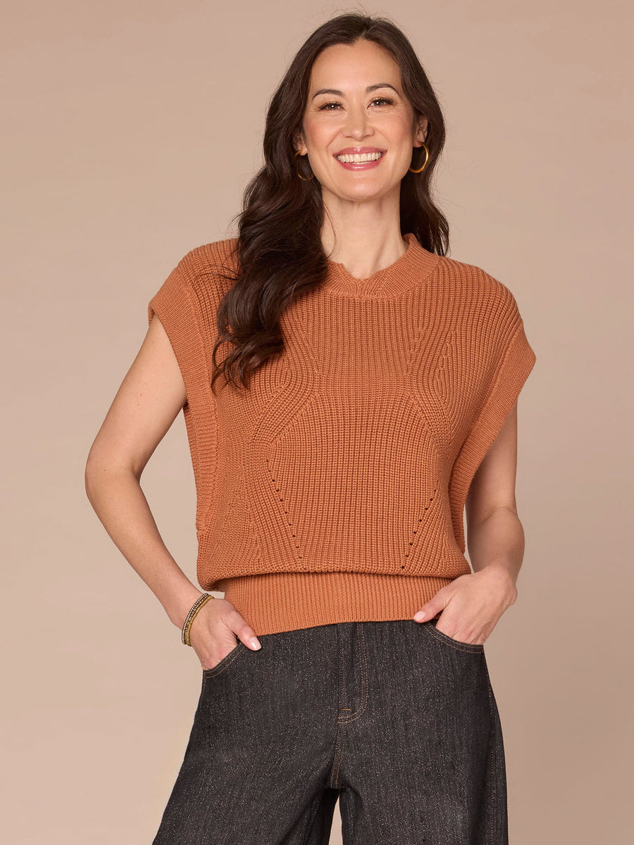 GINGER SPICE MOCK NECK SWEATER VEST
