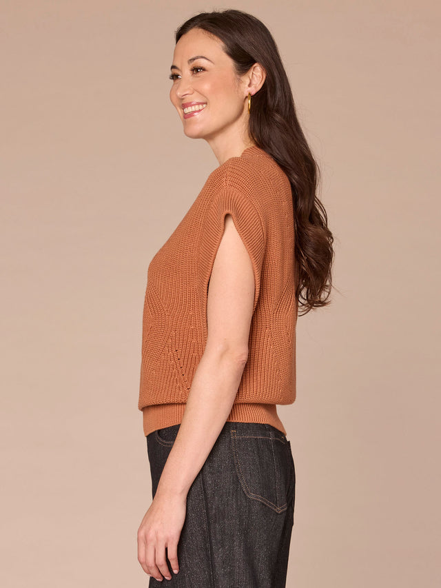 GINGER SPICE MOCK NECK SWEATER VEST
